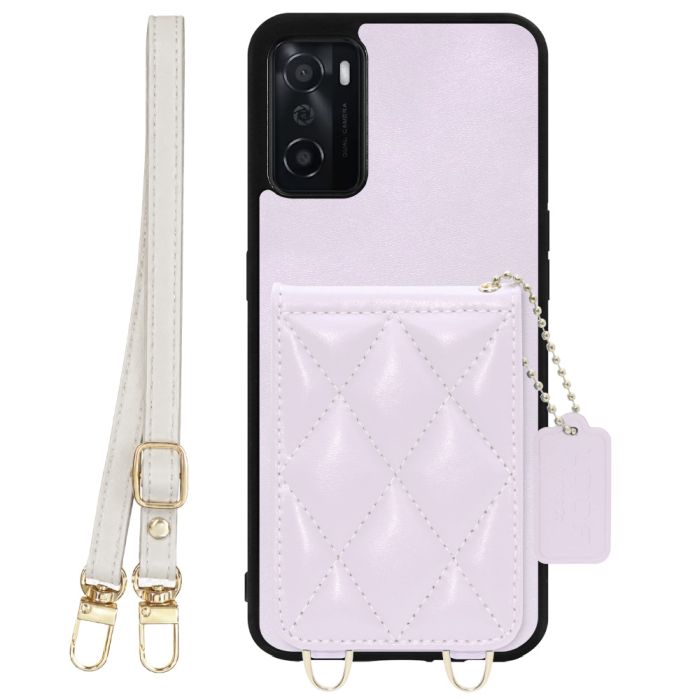 [ LOOF SWEET-SHELL SHOULDER  ] OPPO A55s 5G CPH2309 / A102OP a55s5g スマホケース キルティング加工のカードケース付き ロングストラップ付き マグネット内蔵 カード収納 本革 [ OPPO A55s 5G ]