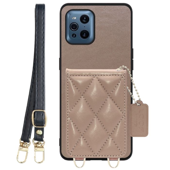 [ LOOF SWEET-SHELL SHOULDER  ] OPPO Find X3 Pro OPG03 findx3pro x3pro findx3 スマホケース キルティング加工のカードケース付き ロングストラップ付き マグネット内蔵 カード収納 本革 [ OPPO Find X3 Pro ]