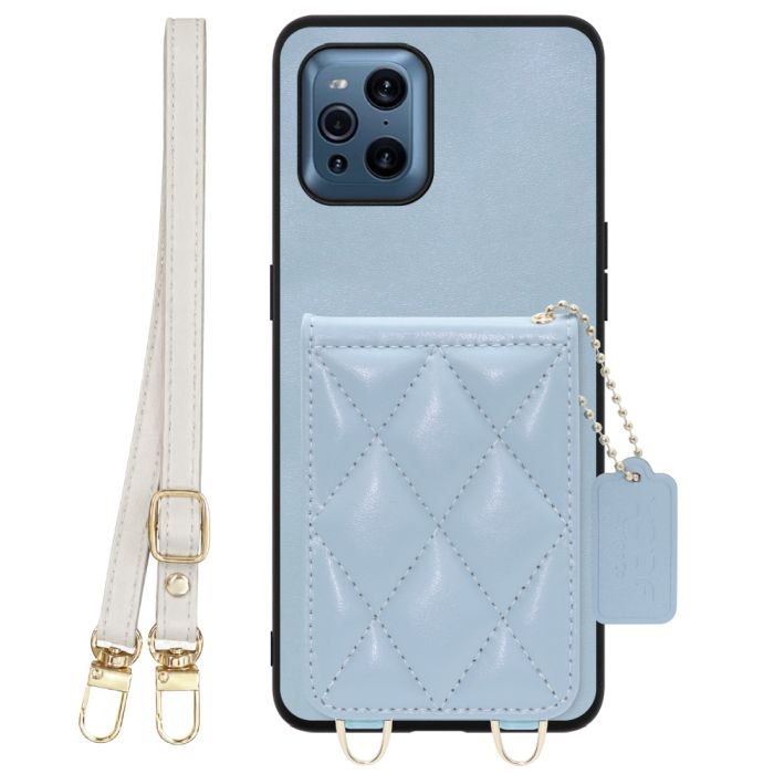 [ LOOF SWEET-SHELL SHOULDER  ] OPPO Find X3 Pro OPG03 findx3pro x3pro findx3 スマホケース キルティング加工のカードケース付き ロングストラップ付き マグネット内蔵 カード収納 本革 [ OPPO Find X3 Pro ]