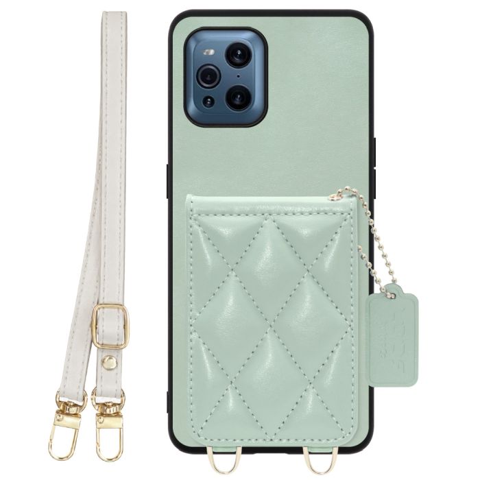 [ LOOF SWEET-SHELL SHOULDER  ] OPPO Find X3 Pro OPG03 findx3pro x3pro findx3 スマホケース キルティング加工のカードケース付き ロングストラップ付き マグネット内蔵 カード収納 本革 [ OPPO Find X3 Pro ]