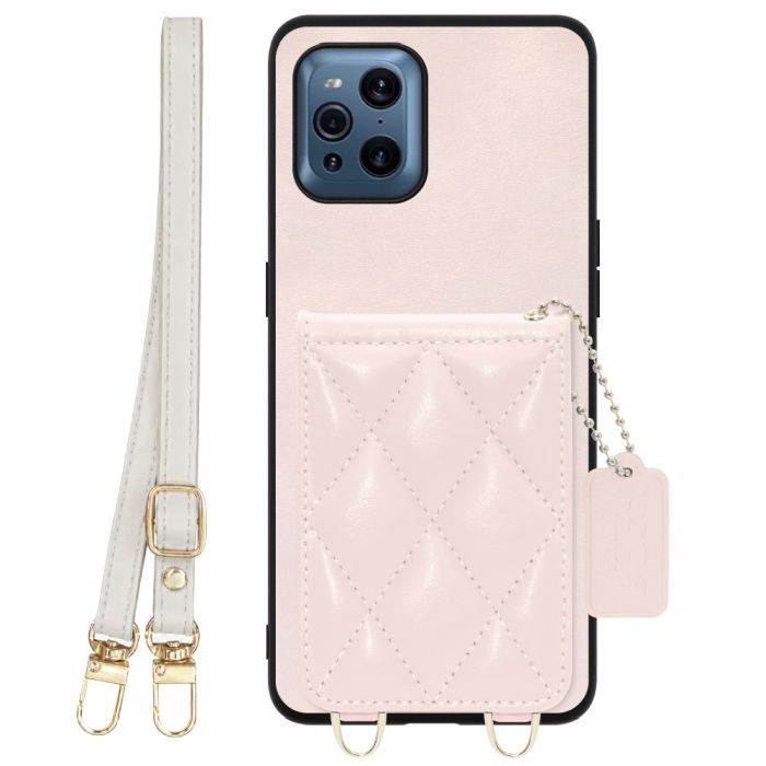 [ LOOF SWEET-SHELL SHOULDER  ] OPPO Find X3 Pro OPG03 findx3pro x3pro findx3 スマホケース キルティング加工のカードケース付き ロングストラップ付き マグネット内蔵 カード収納 本革 [ OPPO Find X3 Pro ]