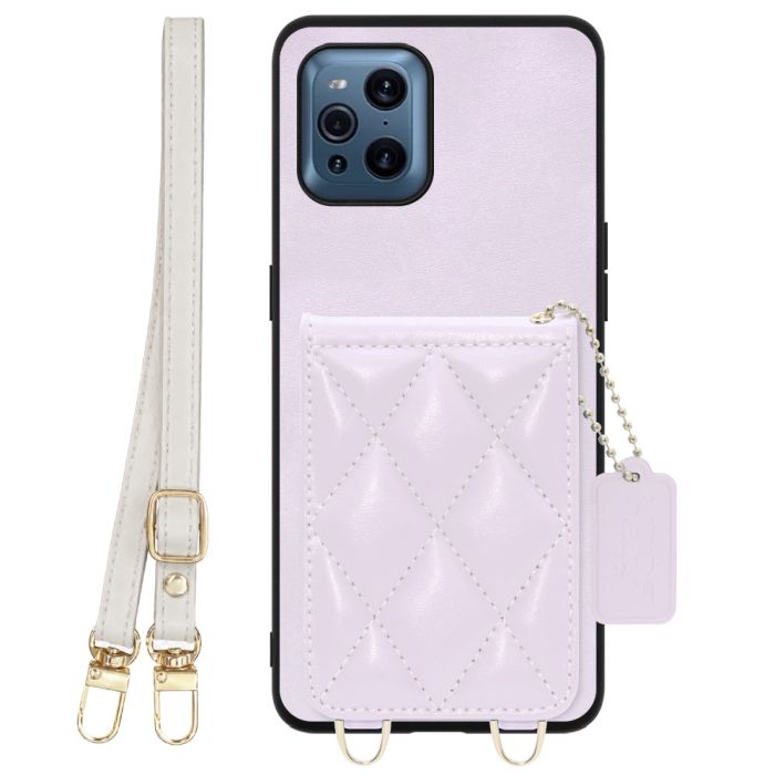 [ LOOF SWEET-SHELL SHOULDER  ] OPPO Find X3 Pro OPG03 findx3pro x3pro findx3 スマホケース キルティング加工のカードケース付き ロングストラップ付き マグネット内蔵 カード収納 本革 [ OPPO Find X3 Pro ]