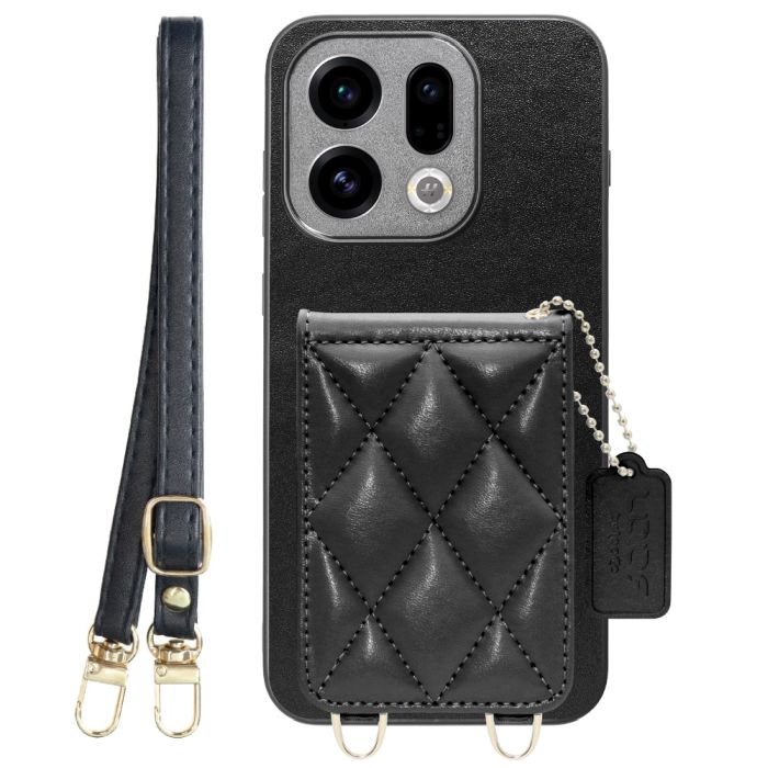 [ LOOF SWEET-SHELL SHOULDER  ] OPPO Find X9 OPG07 CPH2797 スマホケース キルティング加工のカードケース付き ロングストラップ付き マグネット内蔵 カード収納 本革 [ OPPO Find X9 ]