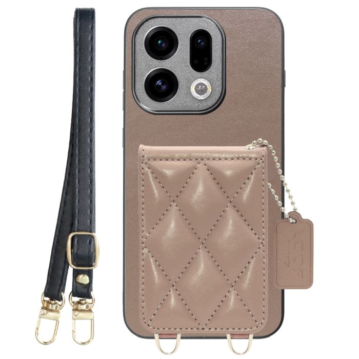[ LOOF SWEET-SHELL SHOULDER  ] OPPO Find X9 OPG07 CPH2797 スマホケース キルティング加工のカードケース付き ロングストラップ付き マグネット内蔵 カード収納 本革 [ OPPO Find X9 ]