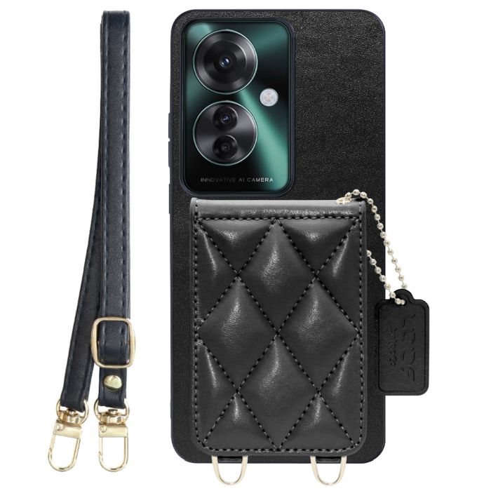 [ LOOF SWEET-SHELL SHOULDER  ] OPPO Reno11 A  スマホケース キルティング加工のカードケース付き ロングストラップ付き マグネット内蔵 カード収納 本革 [ OPPO Reno11 A ]