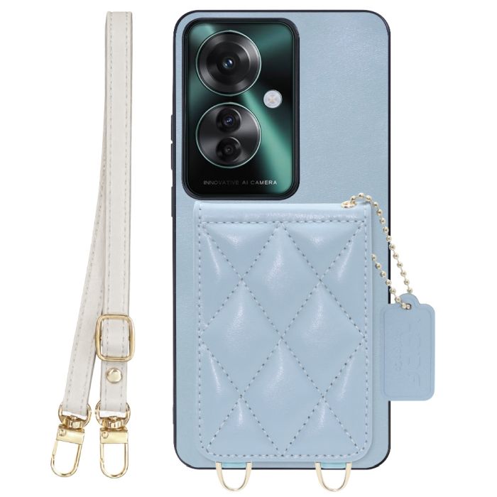 [ LOOF SWEET-SHELL SHOULDER  ] OPPO Reno11 A  スマホケース キルティング加工のカードケース付き ロングストラップ付き マグネット内蔵 カード収納 本革 [ OPPO Reno11 A ]