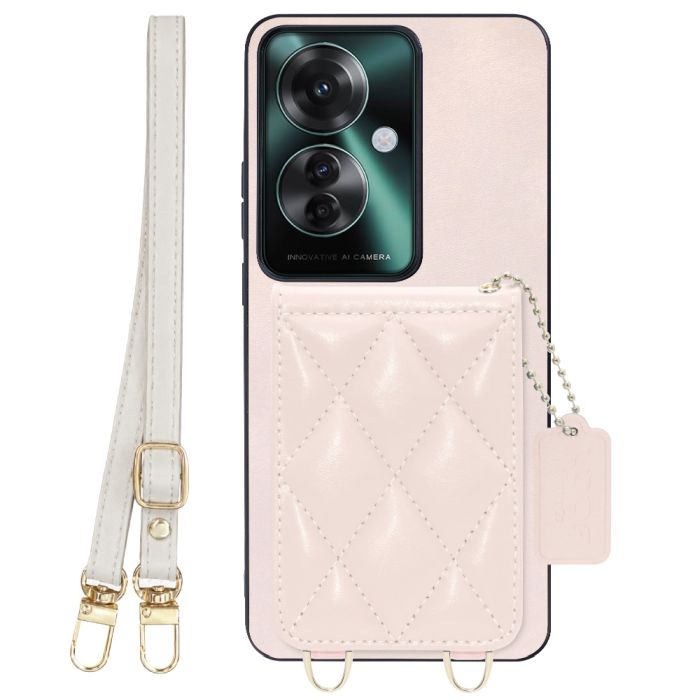 [ LOOF SWEET-SHELL SHOULDER  ] OPPO Reno11 A  スマホケース キルティング加工のカードケース付き ロングストラップ付き マグネット内蔵 カード収納 本革 [ OPPO Reno11 A ]