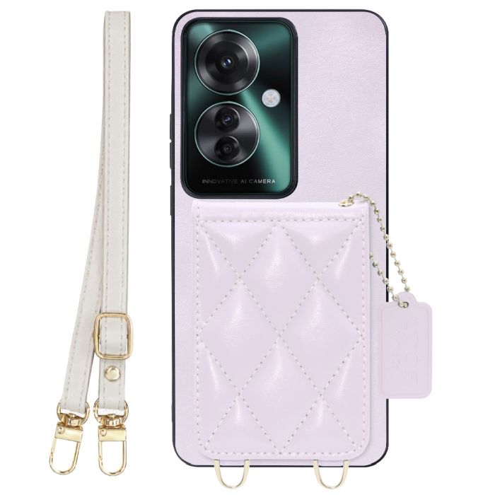 [ LOOF SWEET-SHELL SHOULDER  ] OPPO Reno11 A  スマホケース キルティング加工のカードケース付き ロングストラップ付き マグネット内蔵 カード収納 本革 [ OPPO Reno11 A ]