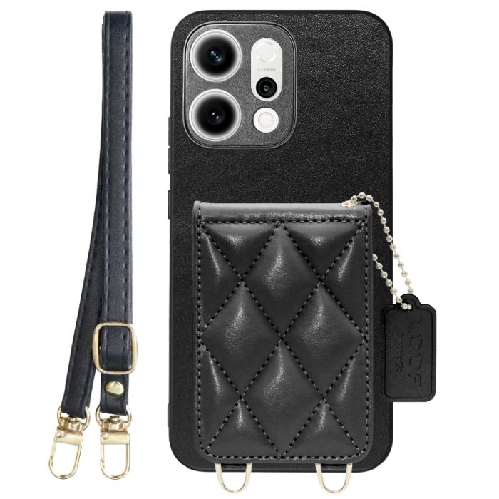 [ LOOF SWEET-SHELL SHOULDER  ] OPPO Reno14 5G  スマホケース キルティング加工のカードケース付き ロングストラップ付き マグネット内蔵 カード収納 本革 [ OPPO Reno14 5G ]