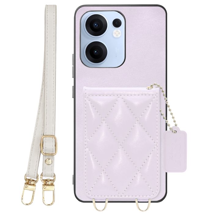 [ LOOF SWEET-SHELL SHOULDER  ] OPPO Reno14 5G  スマホケース キルティング加工のカードケース付き ロングストラップ付き マグネット内蔵 カード収納 本革 [ OPPO Reno14 5G ]