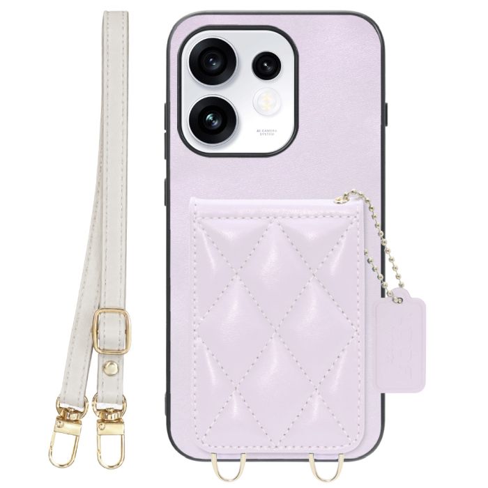 [ LOOF SWEET-SHELL SHOULDER  ] OPPO Reno16 5G CPH2865 スマホケース キルティング加工のカードケース付き ロングストラップ付き マグネット内蔵 カード収納 本革 [ OPPO Reno16 5G ]
