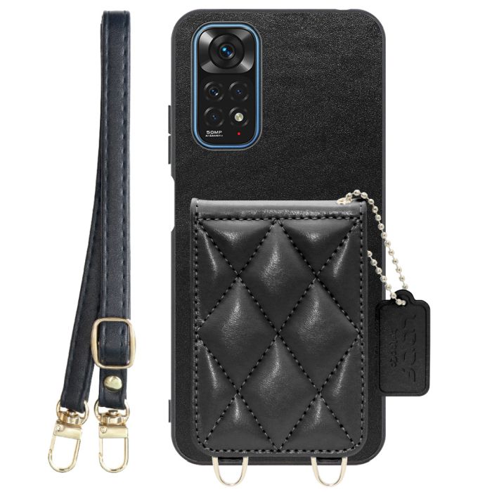 [ LOOF SWEET-SHELL SHOULDER  ] Xiaomi Redmi Note 11 redminote11 note11 スマホケース キルティング加工のカードケース付き ロングストラップ付き マグネット内蔵 カード収納 本革 [ Redmi Note 11 ]