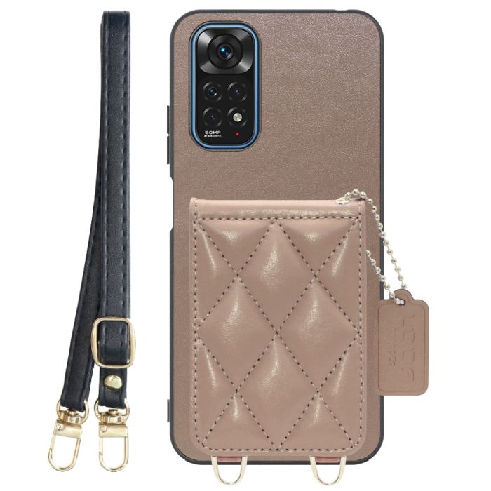 [ LOOF SWEET-SHELL SHOULDER  ] Xiaomi Redmi Note 11 redminote11 note11 スマホケース キルティング加工のカードケース付き ロングストラップ付き マグネット内蔵 カード収納 本革 [ Redmi Note 11 ]