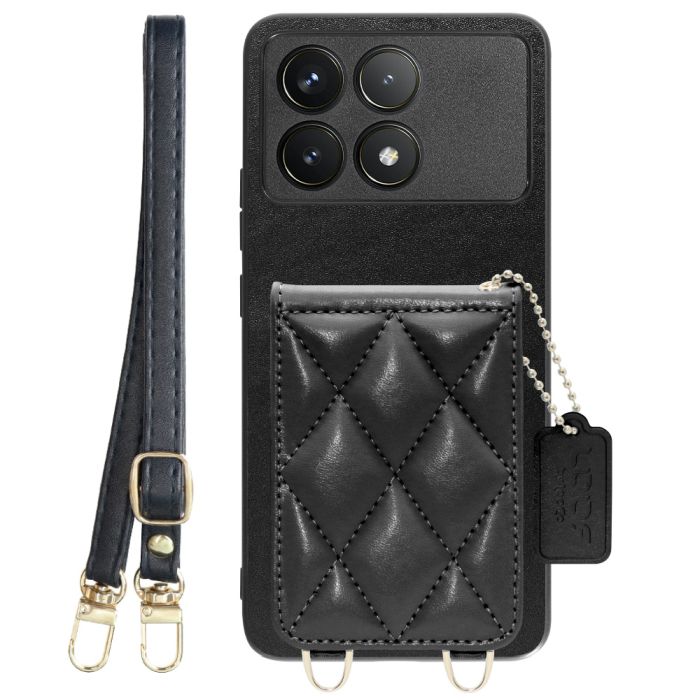[ LOOF SWEET-SHELL SHOULDER  ] POCO F6 Pro  スマホケース キルティング加工のカードケース付き ロングストラップ付き マグネット内蔵 カード収納 本革 [ POCO F6 Pro ]