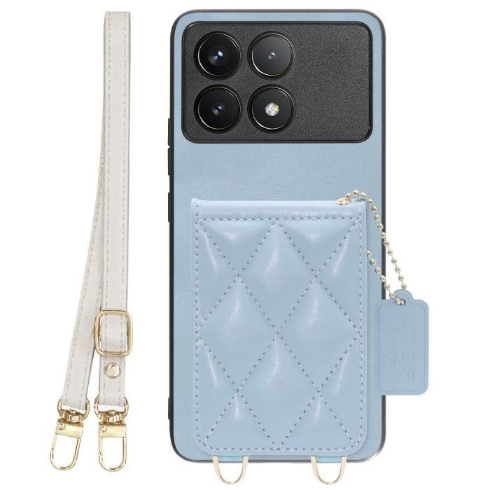 [ LOOF SWEET-SHELL SHOULDER  ] POCO F6 Pro  スマホケース キルティング加工のカードケース付き ロングストラップ付き マグネット内蔵 カード収納 本革 [ POCO F6 Pro ]