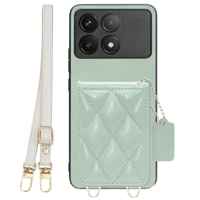 [ LOOF SWEET-SHELL SHOULDER  ] POCO F6 Pro  スマホケース キルティング加工のカードケース付き ロングストラップ付き マグネット内蔵 カード収納 本革 [ POCO F6 Pro ]