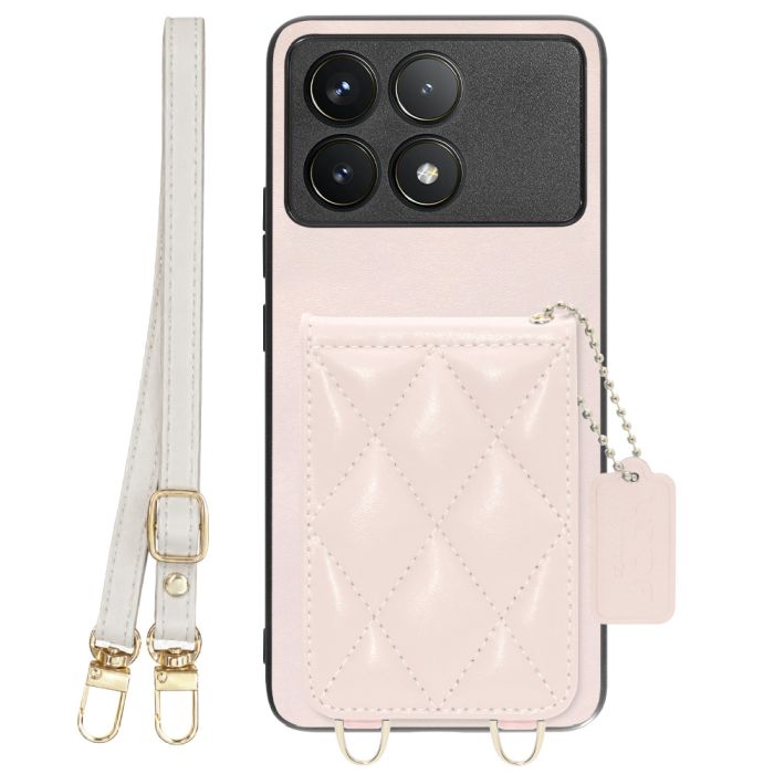 [ LOOF SWEET-SHELL SHOULDER  ] POCO F6 Pro  スマホケース キルティング加工のカードケース付き ロングストラップ付き マグネット内蔵 カード収納 本革 [ POCO F6 Pro ]