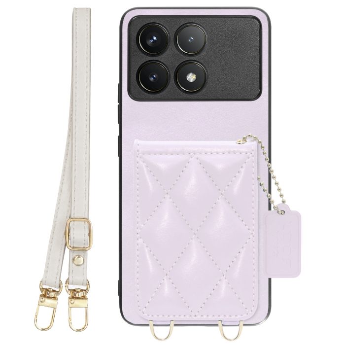 [ LOOF SWEET-SHELL SHOULDER  ] POCO F6 Pro  スマホケース キルティング加工のカードケース付き ロングストラップ付き マグネット内蔵 カード収納 本革 [ POCO F6 Pro ]