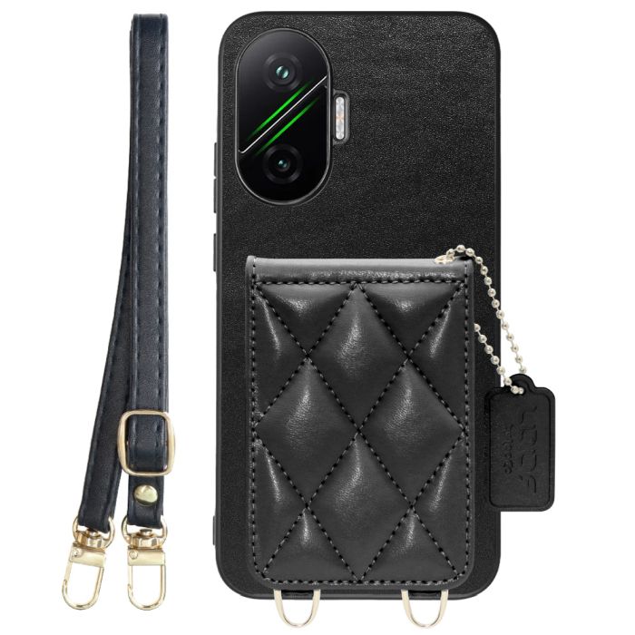 [ LOOF SWEET-SHELL SHOULDER  ] POCO F7 Xiaomi シャオミ スマホケース キルティング加工のカードケース付き ロングストラップ付き マグネット内蔵 カード収納 本革 [ POCO F7 ]