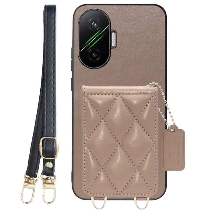 [ LOOF SWEET-SHELL SHOULDER  ] POCO F7 Xiaomi シャオミ スマホケース キルティング加工のカードケース付き ロングストラップ付き マグネット内蔵 カード収納 本革 [ POCO F7 ]