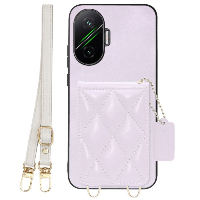 [ LOOF SWEET-SHELL SHOULDER  ] POCO F7 Xiaomi シャオミ スマホケース キルティング加工のカードケース付き ロングストラップ付き マグネット内蔵 カード収納 本革 [ POCO F7 ]