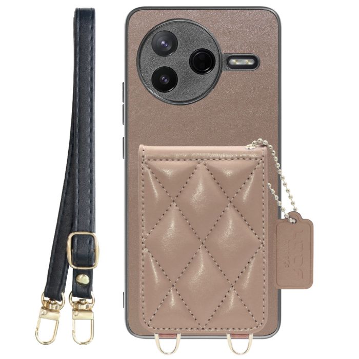 [ LOOF SWEET-SHELL SHOULDER  ] POCO F7 Pro Xiaomi シャオミ スマホケース キルティング加工のカードケース付き ロングストラップ付き マグネット内蔵 カード収納 本革 [ POCO F7 Pro ]
