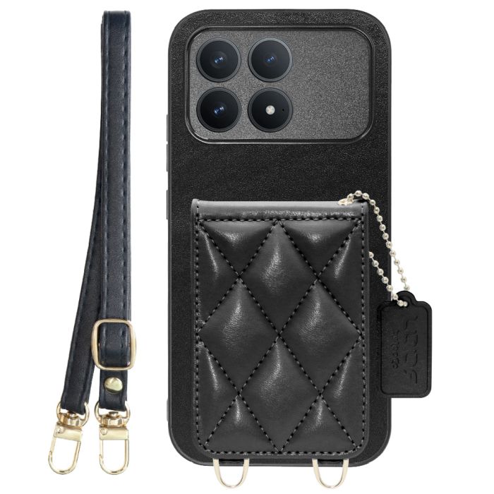 [ LOOF SWEET-SHELL SHOULDER  ] POCO F8 Pro Xiaomi スマホケース キルティング加工のカードケース付き ロングストラップ付き マグネット内蔵 カード収納 本革 [ POCO F8 Pro ]
