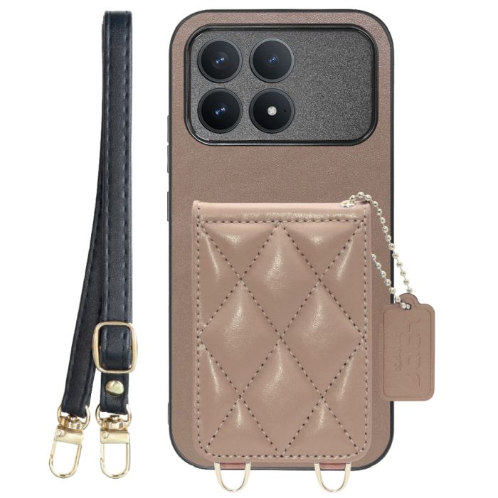 [ LOOF SWEET-SHELL SHOULDER  ] POCO F8 Pro Xiaomi スマホケース キルティング加工のカードケース付き ロングストラップ付き マグネット内蔵 カード収納 本革 [ POCO F8 Pro ]