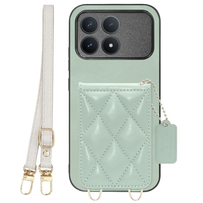 [ LOOF SWEET-SHELL SHOULDER  ] POCO F8 Pro Xiaomi スマホケース キルティング加工のカードケース付き ロングストラップ付き マグネット内蔵 カード収納 本革 [ POCO F8 Pro ]