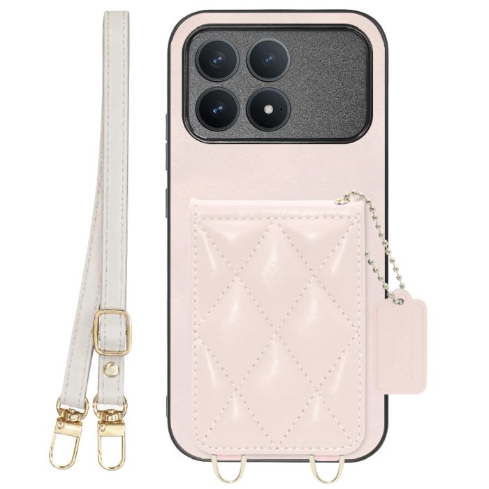 [ LOOF SWEET-SHELL SHOULDER  ] POCO F8 Pro Xiaomi スマホケース キルティング加工のカードケース付き ロングストラップ付き マグネット内蔵 カード収納 本革 [ POCO F8 Pro ]