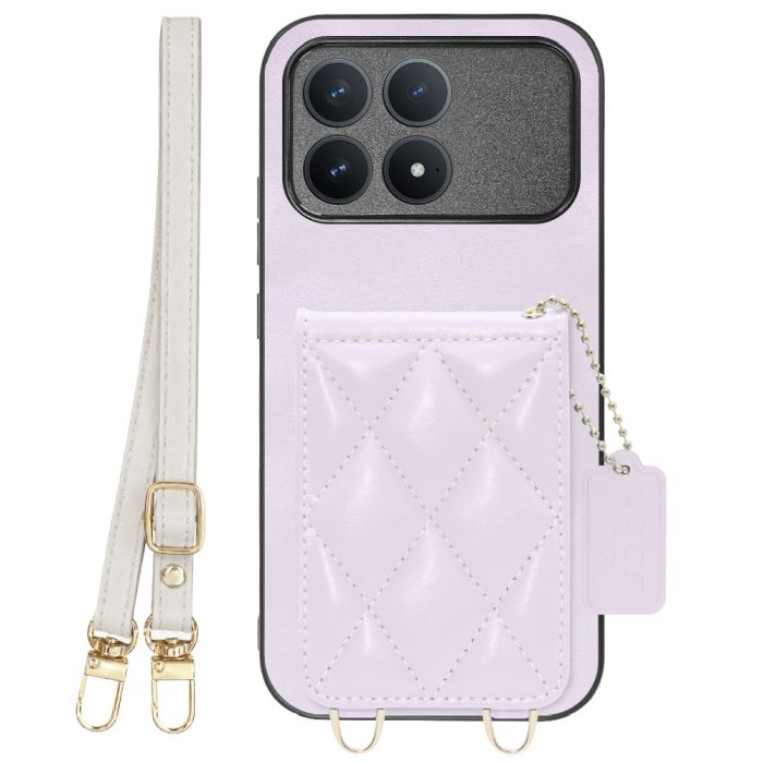 [ LOOF SWEET-SHELL SHOULDER  ] POCO F8 Pro Xiaomi スマホケース キルティング加工のカードケース付き ロングストラップ付き マグネット内蔵 カード収納 本革 [ POCO F8 Pro ]