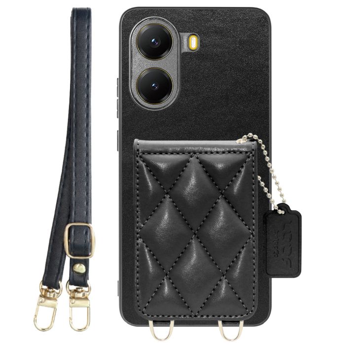 [ LOOF SWEET-SHELL SHOULDER  ] POCO X7 Pro Xiaomi スマホケース キルティング加工のカードケース付き ロングストラップ付き マグネット内蔵 カード収納 本革 [ POCO X7 Pro ]