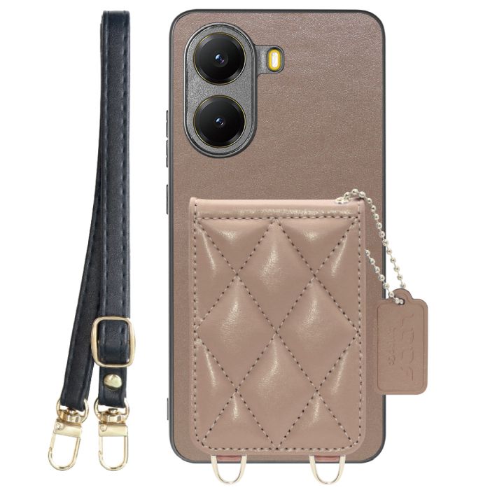 [ LOOF SWEET-SHELL SHOULDER  ] POCO X7 Pro Xiaomi スマホケース キルティング加工のカードケース付き ロングストラップ付き マグネット内蔵 カード収納 本革 [ POCO X7 Pro ]