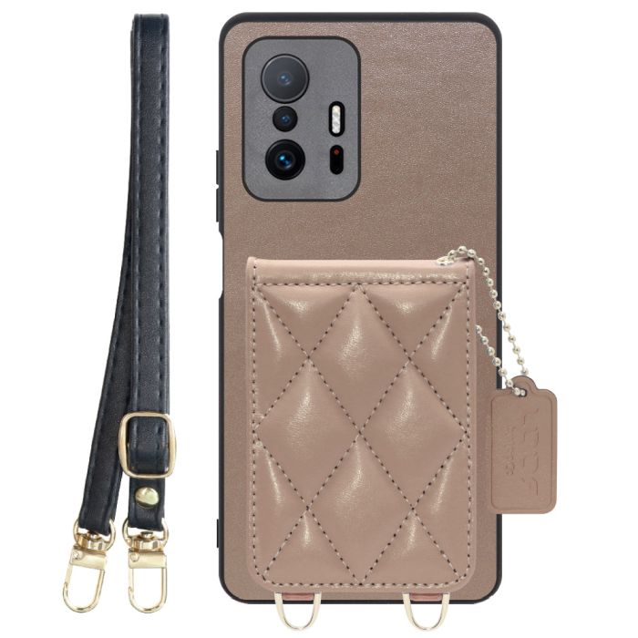 [ LOOF SWEET-SHELL SHOULDER  ] Xiaomi 11T / 11T Pro xiaomi11t xiaomi11tpro 11tpro スマホケース キルティング加工のカードケース付き ロングストラップ付き マグネット内蔵 カード収納 本革 [ Xiaomi 11T / 11T Pro ]