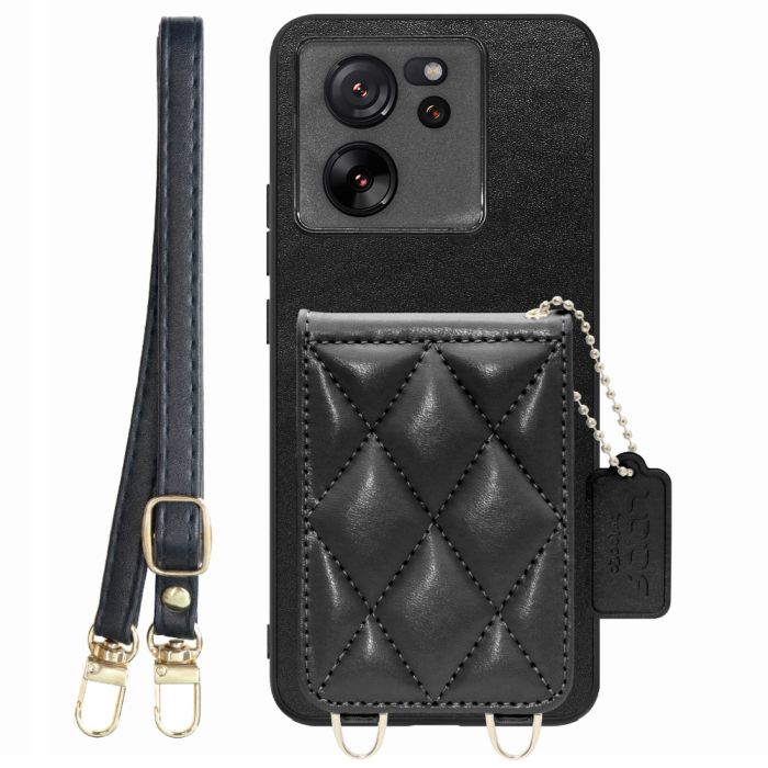 [ LOOF SWEET-SHELL SHOULDER  ] Xiaomi 13T / 13T Pro XIG04 13 T 13TPro スマホケース キルティング加工のカードケース付き ロングストラップ付き マグネット内蔵 カード収納 本革 [ Xiaomi 13T / 13T Pro ]