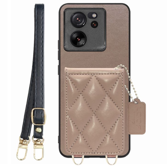 [ LOOF SWEET-SHELL SHOULDER  ] Xiaomi 13T / 13T Pro XIG04 13 T 13TPro スマホケース キルティング加工のカードケース付き ロングストラップ付き マグネット内蔵 カード収納 本革 [ Xiaomi 13T / 13T Pro ]