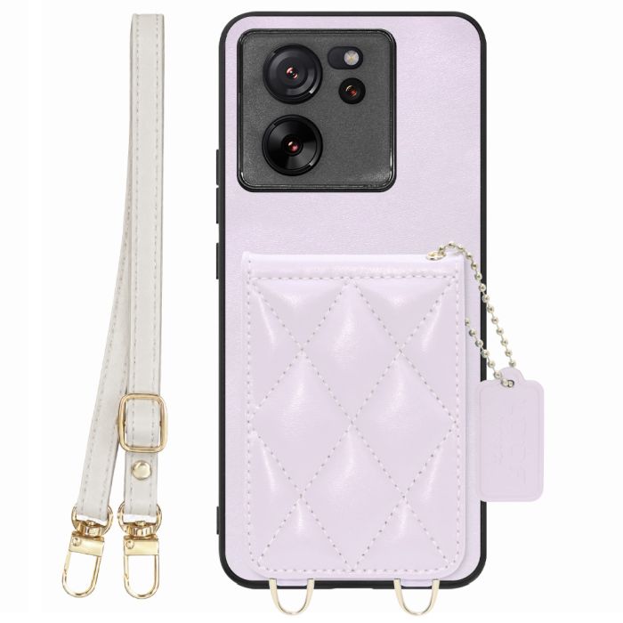 [ LOOF SWEET-SHELL SHOULDER  ] Xiaomi 13T / 13T Pro XIG04 13 T 13TPro スマホケース キルティング加工のカードケース付き ロングストラップ付き マグネット内蔵 カード収納 本革 [ Xiaomi 13T / 13T Pro ]