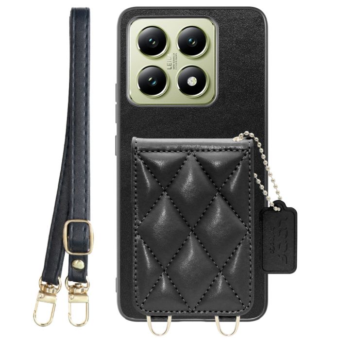 [ LOOF SWEET-SHELL SHOULDER  ] Xiaomi 14T XIG06 スマホケース キルティング加工のカードケース付き ロングストラップ付き マグネット内蔵 カード収納 本革 [ Xiaomi 14T ]