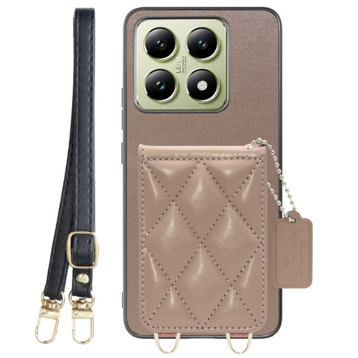 [ LOOF SWEET-SHELL SHOULDER  ] Xiaomi 14T XIG06 スマホケース キルティング加工のカードケース付き ロングストラップ付き マグネット内蔵 カード収納 本革 [ Xiaomi 14T ]