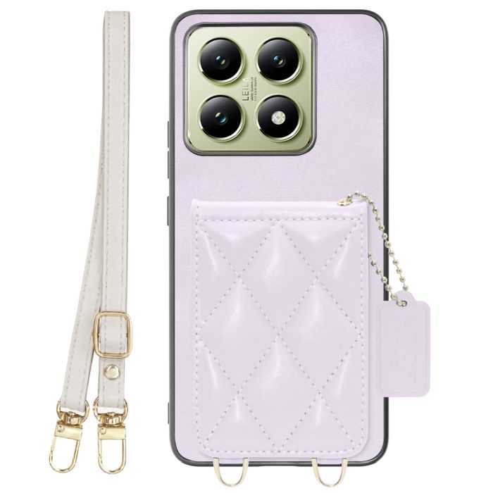 [ LOOF SWEET-SHELL SHOULDER  ] Xiaomi 14T XIG06 スマホケース キルティング加工のカードケース付き ロングストラップ付き マグネット内蔵 カード収納 本革 [ Xiaomi 14T ]