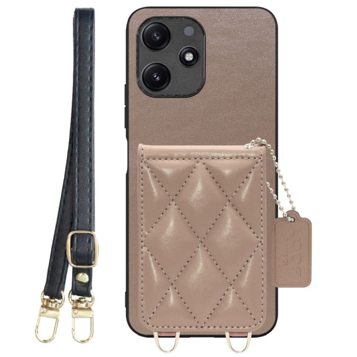 [ LOOF SWEET-SHELL SHOULDER  ] Xiaomi Redmi 12 5G XIG03 Redmi12 5G スマホケース キルティング加工のカードケース付き ロングストラップ付き マグネット内蔵 カード収納 本革 [ Xiaomi Redmi 12 5G ]
