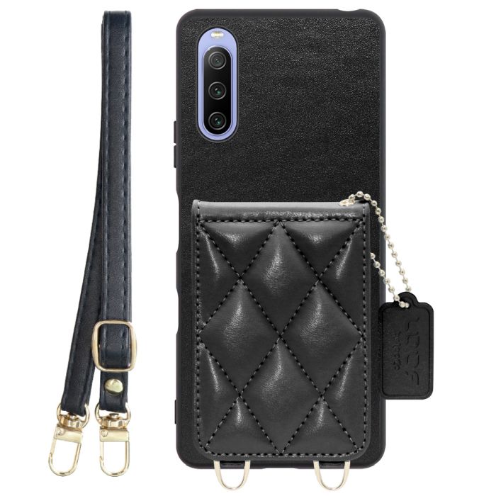 [ LOOF SWEET-SHELL SHOULDER  ] Xperia 10 III /  10 III Lite Xperia10III 10III xperia10 スマホケース キルティング加工のカードケース付き ロングストラップ付き マグネット内蔵 カード収納 本革 [ Xperia 10 III / Lite ]