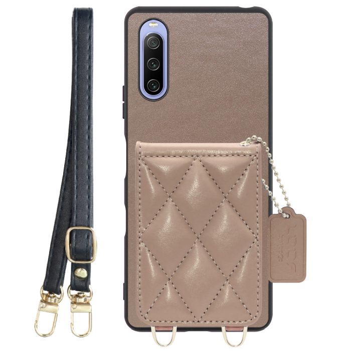 [ LOOF SWEET-SHELL SHOULDER  ] Xperia 10 III /  10 III Lite Xperia10III 10III xperia10 スマホケース キルティング加工のカードケース付き ロングストラップ付き マグネット内蔵 カード収納 本革 [ Xperia 10 III / Lite ]