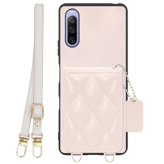 [ LOOF SWEET-SHELL SHOULDER  ] Xperia 10 III /  10 III Lite Xperia10III 10III xperia10 スマホケース キルティング加工のカードケース付き ロングストラップ付き マグネット内蔵 カード収納 本革 [ Xperia 10 III / Lite ]