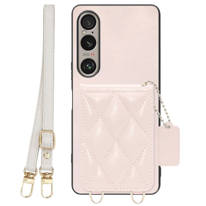 [ LOOF SWEET-SHELL SHOULDER  ] Xperia 1 VI  スマホケース キルティング加工のカードケース付き ロングストラップ付き マグネット内蔵 カード収納 本革 [ Xperia 1 VI ]