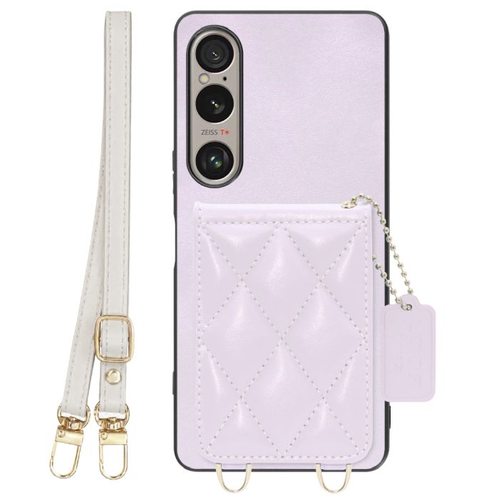 [ LOOF SWEET-SHELL SHOULDER  ] Xperia 1 VI  スマホケース キルティング加工のカードケース付き ロングストラップ付き マグネット内蔵 カード収納 本革 [ Xperia 1 VI ]