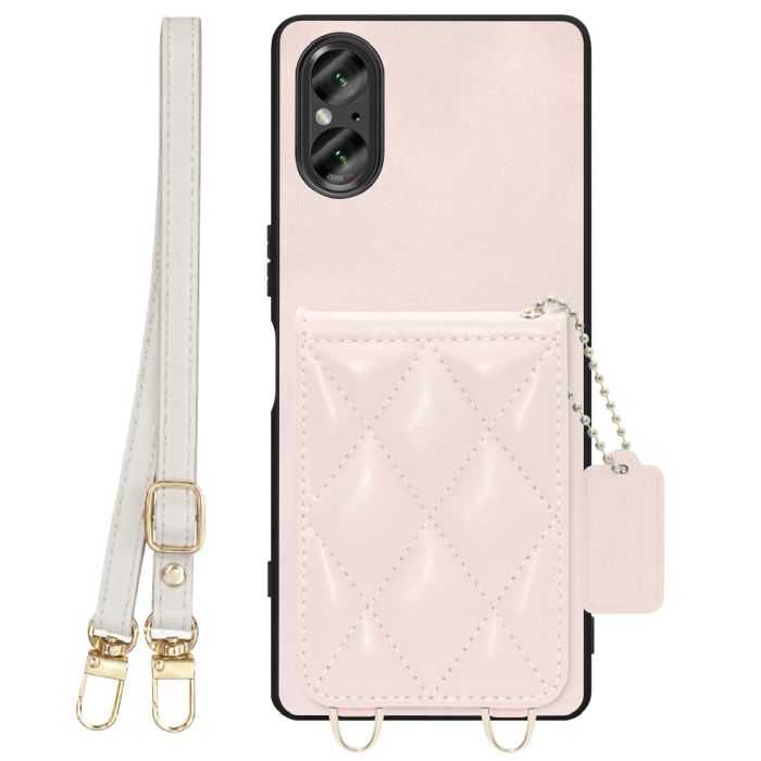 [ LOOF SWEET-SHELL SHOULDER  ] Xperia 5 V SO-53D / SOG12 5V Xperia5V スマホケース キルティング加工のカードケース付き ロングストラップ付き マグネット内蔵 カード収納 本革 [ Xperia 5 V ]