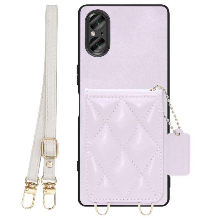 [ LOOF SWEET-SHELL SHOULDER  ] Xperia 5 V SO-53D / SOG12 5V Xperia5V スマホケース キルティング加工のカードケース付き ロングストラップ付き マグネット内蔵 カード収納 本革 [ Xperia 5 V ]