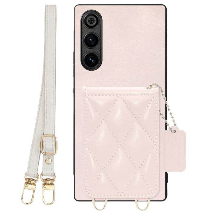 [ LOOF SWEET-SHELL SHOULDER  ] REDMAGIC 10 Air nubia スマホケース キルティング加工のカードケース付き ロングストラップ付き マグネット内蔵 カード収納 本革 [ REDMAGIC 10 Air ]
