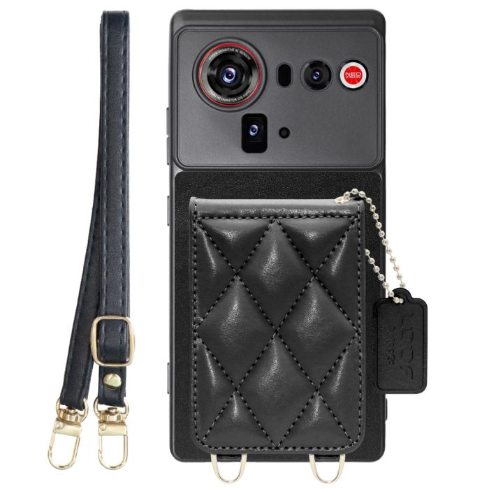 [ LOOF SWEET-SHELL SHOULDER  ] nubia Z80 Ultra NX741J スマホケース キルティング加工のカードケース付き ロングストラップ付き マグネット内蔵 カード収納 本革 [ nubia Z80 Ultra ]